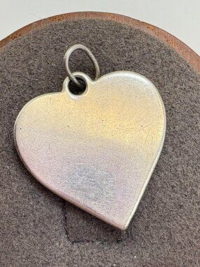 Heart Tag Love Earth Pendant VTG Sterling Silver 925 Size 0.75" Length